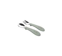 Nuvita Set di Posate in Acciaio Inox con Manico in Silicone Colore Sage Green