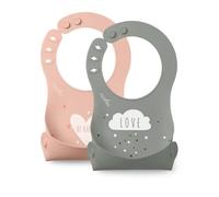 Nuvita Squashy Bavaglino Arrotolabile Silicone 2 Pezzi English Rose Sage Green