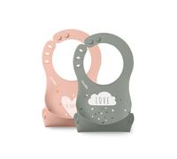 Nuvita Squashy Bavaglino Arrotolabile Silicone 2 Pezzi English Rose Sage Green