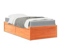 NuvlaGu Testiera in legno massello di pino 100 x 200 cm con molle insacchettate e schiuma, struttura moderna per un sonno riposante, aspetto naturale in marrone cera