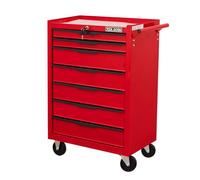 NuvlaGu Tool Cabinet/Tool Cart - 615 mm Length Rolling Metal Toolbox with 6 Drawers & Wheels, Secure Locking Drawers, Mobile Tool Storage Organizer Cabinet for Garage, Workshop & Repair Shop (Red)