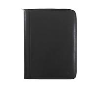 Nuvola Pelle Cartella Portadocumenti A4 in Pelle Organizer da Lavoro Porta Blocco Note Portapenne con Cerniera a Giro Nero