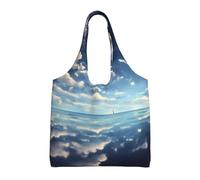 Nuvole bianche sopra il mare Borsa di tela stampata Borsa da donna Moda Borsa a tracolla leggera Shopping Bag