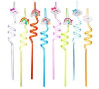 Nuvole Cannucce Ricurve, Cannucce Riutilizzabili, Cannuccie per Bambini Curve Pajette a Forma per Feste di Famiglia per Succhi di Frutta, Bevande, Bicchieri da Cocktail 8 Pezzi