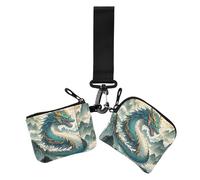 Nuvole di montagna Drago Cinese Verde Cambio Del Raccoglitore Delle Donne Casi di Carte Sottile Portatile Portachiavi Portafoglio Cambiare Borsa con Cerniera Tasca per Le Signore 2 Pz tarjetas de