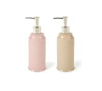 NUVOLE DI STOFFA Dosatore Sapone liquidi Bagno in Dolomite con Cuore Shabby Chic 380 ml 2 Varianti (1pz) Rosa