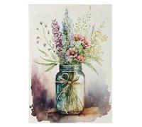 NUVOLE DI STOFFA Quadro decorativo in tela con fiori Shabby Chic 35.5x51x2.5 cm 2 varianti(1pz) A