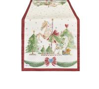 Nuvole di Stoffa Runner di Natale in Cotone "Giostra" 150x50 cm VARIANTE: A