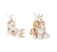 NUVOLE DI STOFFA Statuina Coppia Conigli, decoro pasquale in resina 2 varianti (1pz) B