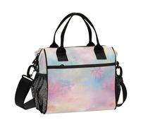 Nuvole e fuochi d'artificio su un cielo colorato borsa per il pranzo per i bambini con tracolla Tote Bag per le donne per l'università bulto para Lunch de Mujer