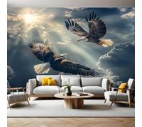Nuvole Nel Cielo Carta da Parati Due aquile calve Fotografica 3D Effetto 400x280 cm TNT Murale Decor da Muro Soggiorno Camera da Letto Sala Cucina Camera dei Bambini