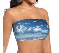Nuvole nel cielo stampa Tube Top per le donne, Nero , M