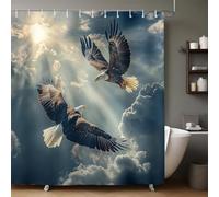 Nuvole Nel Cielo Tenda Doccia Due aquile calve 180x200 cm Poliestere Lavabile Impermeabile con 12 Ganci per Vasca da Bagno