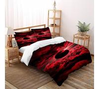 Nuvole rosse nere Set Di Biancheria Da Letto 3 Pezzi Con Stampa 3D Starry Sky Theme Copripiumino Con 2 Federe in Microfibra Morbida E Leggera Double（200x200cm）