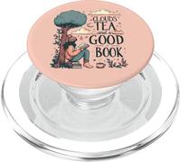Nuvole tè e un buon libro morbido pastello ragazza lettura all'aperto PopSockets PopGrip per MagSafe