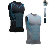 Nuvraa, gilet a compressione EvolvOff V Boost Uomo Shaper Shirt, Senti il potere della fiducia, dell'energia e della forza, 2 pezzi-E, 3XL