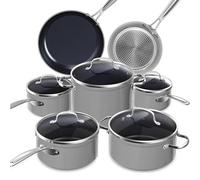 Nuwave Batería de Cocina 12PZA en Cerámica Duralon Blue Antiadherente, Libre de PFAS, Compatible con Inducción, Lavavajillas y Horno, Diamante Infundido y Resistente a Rayaduras, Tapas de Vidrio