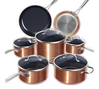 Nuwave Batería de Cocina 12PZA en Cerámica Duralon Blue Antiadherente, Libre de PFAS, Compatible con Inducción, Lavavajillas y Horno, Diamante Infundido y Resistente a Rayaduras, Tapas de Vidrio