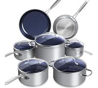 Nuwave Healthy Duralon - Set di pentole in ceramica antiaderente con rivestimento antiaderente, antigraffio, senza PTFE e PFOA, adatto al forno, riscaldamento pronto a induzione e uniformemente,