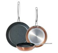 Nuwave Set di 3 padelle forgiate leggere da 20,3 cm, 25,4 cm, 30,5 cm, in ceramica Duralon Blue G10, ultra antiaderenti, ergonomiche, pronte per induzione, funzionano su tutti i piani cottura