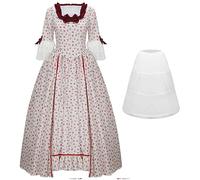 NUWIND Abito da Ballo Rococò Donna Costume da Abito Gotico Vittoriano Stampa Floreale Retrò Rinascimento Vintage Medievale Elegante Cocktail Lolita Pizzo Corsetto Ballo (S, Floreale rosa)