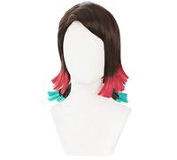 NUWIND Enmu Cosplay parrucca Kimetsu no Yaiba Anime gradiente nero e rosso onda corta capelli Cosplay per Halloween party accessori accessori
