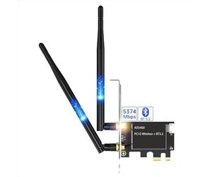 Nuwo AX5400 Scheda di Rete Wireless WiFi 6E PCIe per PC Fisso Gaming, Bluetooth 5.2, Staffa a Basso Profilo, Tri-Band (6 GHz, 5 GHz, 2.4 GHz), WPA3, Supporta Windows 10/11