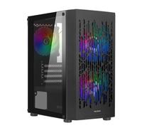 Nuwo Blitz R24 Nero Case Micro-ATX per PC Desktop Office Gaming Mini Tower 0.50MM SPCC con 3 Ventole Illuminazione Arcobaleno Fissa Pannello Laterale in Vetro Temperato (AxPxL: 388x350x203 mm)