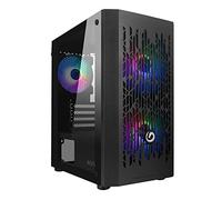 Nuwo Blitz R24 Nero Case Micro-ATX per PC Desktop Office Gaming Mini Tower 0.50MM SPCC con 3 Ventole Illuminazione Arcobaleno Fissa Pannello Laterale in Vetro Temperato (AxPxL: 388x350x203 mm)