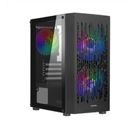 Nuwo Blitz R24 Nero Case Micro-ATX per PC Desktop Office Gaming Mini Tower 0.50MM SPCC con 3 Ventole Illuminazione Arcobaleno Fissa Pannello Laterale in Vetro Temperato (AxPxL: 388x350x203 mm)