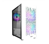 Nuwo Blitz R25 Bianco Case Micro-ATX per PC Desktop Office Gaming Mini Tower 0.50MM SPCC con 3 Ventole Illuminazione Arcobaleno Fissa Pannello Laterale in Vetro Temperato (AxPxL: 388x350x203 mm)
