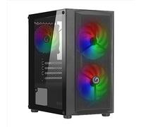 Nuwo Blitz R26 Nero Case Micro-ATX per PC Desktop Office Gaming Mini Tower 0.50MM SPCC 3 Ventole LED FRGB Illuminazione Arcobaleno Fissa Pannello Laterale in Vetro Temperato (AxPxL: 390x346x200 mm)