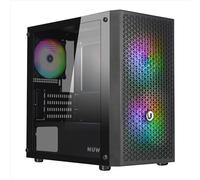 Nuwo micro case atx blitz r27 0.5mm spcc usb3.0/2.0 3 fan 12cm argb rainbow front glass side glass n