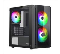 Nuwo micro case atx blitz r28 0.5mm spcc usb3.0/2.0 3 fan 12cm argb rainbow front mesh side glass n