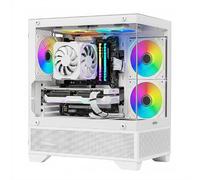 Nuwo Flow FH100 Case PC Gaming Micro-ATX Mini Tower | 3 Ventole ARGB 120mm | Pannello Frontale e Laterale in Vetro Panoramico | Bianco