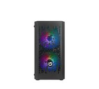 Nuwo Blitz R24 Nero Case Micro-ATX per PC Desktop Office Gaming Mini Tower 0.50MM SPCC con 3 Ventole Illuminazione Arcobaleno Fissa Pannello Laterale in Vetro Temperato (AxPxL: 388x350x203 mm)