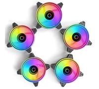 Nuwo Mira Kit 5 Ventole PC 120mm PWM ARGB | Effetto Specchio Infinity Mirror | 1100 RPM | Silenziose 22.8dB | 9 Pale | Sincronizzazione Scheda Madre 5V 3-Pin | ASUS Aura MSI Gigabyte AsRock | Nere