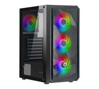 Nuwo Rodan R602 Nero Case ATX per PC Gaming, Supporta E-ATX, 0.50MM SPCC con 4 Ventole LED ARGB Indirizzabile Frontale Mesh e Pannello Laterale in Vetro Temperato