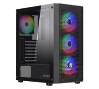 Nuwo Rodan R603 Nero Case PC Gaming Mid Tower ATX, Micro-ATX, mini-ITX, 4 Ventole LED ARGB Indirizzabile da 120mm Preinstallate - Frontale Mesh e Pannello Laterale in Vetro Temperato