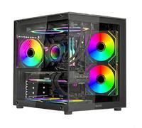 Nuwo Vitra BK100 | Case PC Gaming Micro-ATX Nero | Doppia Camera PSU Nascosto | 3 Ventole ARGB 120mm | Doppio Vetro Temperato Panoramico | Airflow | USB 3.0