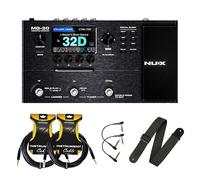 NUX MG30 - Modellatore multieffetto per chitarra / basso / amplificatore acustico, con 2 cavi Roxtone Premium per strumenti, 2 cavi patch piatti e 1 tracolla Levy's in polipropilene