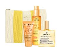 Nuxe Pochette essenziali estate - Kit con solari e olio per la protezione e l'idratazione, 3 pezzi