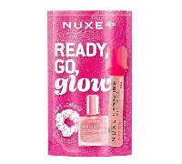 Nuxe Ready Go Glow Pink Kit Promo con Siero Gloss Labbra Volumizzante, Huile floral or ed Elastico Capelli in Regalo