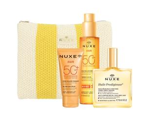 Nuxe Summer Essentials Pochette Crema Solare Viso SPF50+ 50ml + Huile 50ml + Olio Abbronzante SPF50 150ml