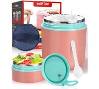 Nuxory Bicchiere per Cereali con Cucchiaio Pieghevole,Tazza di Muesli,Contenitore Termico Da 710 Ml,Tazza per Yogurt in Acciaio Inox,Contenitore Termico per Ermetico e Termoisolante