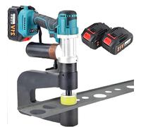 Nuxyyds Punzonatrice Idraulica Elettrica per Metallo, Set di Punzoni Spelafili a Batteria con 6 Matrici (16-32 Mm), Gola 150 Mm, per Foratura di Piastre in Alluminio, Rame E Ferro