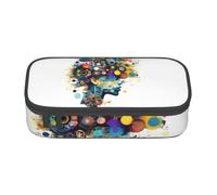 NUYFVG Astuccio con intelligenza artificiale con cervello stampato, 21 x 5 x 9 cm, per penne, matite, piccoli oggetti