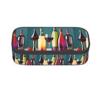 NUYFVG Astuccio per matite con stampa senza bottiglia di bicchieri da cocktail e vino, 21 x 5 x 9 cm, stile per penne, matite, piccoli oggetti