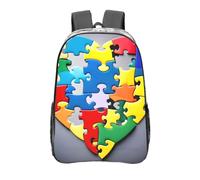 NUYFVG Autismo Consapevolezza Puzzle Pezzi Stampa Cuore Funzionale Trasparente Zaino Scuola Viaggio Grande Capacità Tenere Bottiglie d'acqua