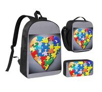 NUYFVG Autismo Consapevolezza Puzzle Pezzi Stampa Cuore Leggero Elegante Zaino Scuola Studente Borsa Penna Caso Viaggio Attività All'aperto
